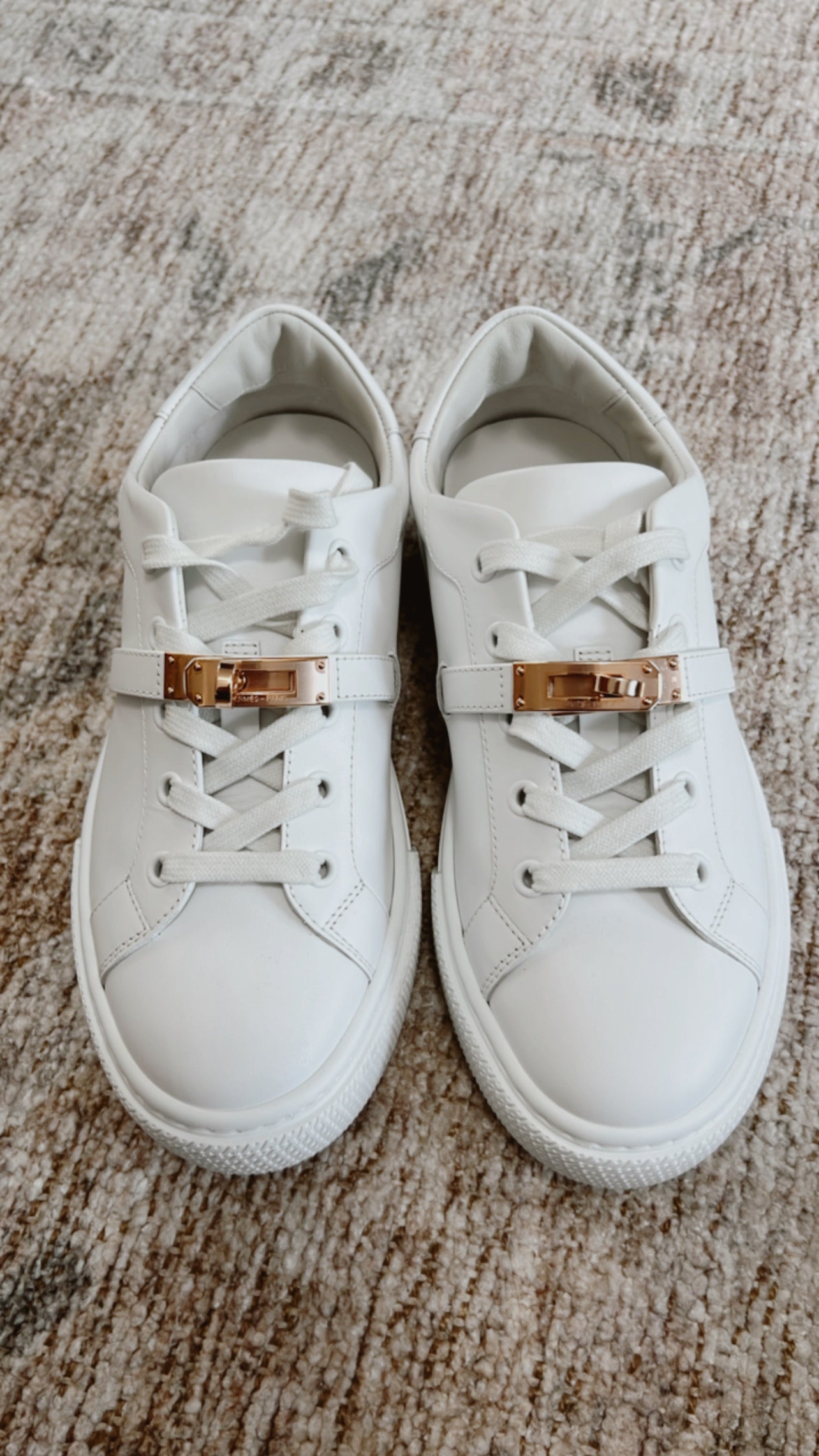 Hermes Day Sneaker - White / Rose Gold