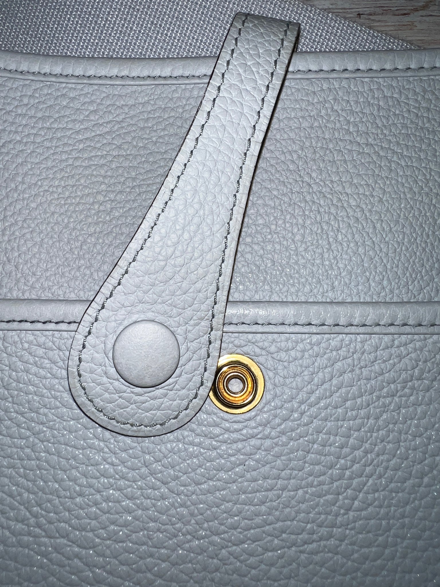 Hermes Evelyne 3 bag PM Blue pale Clemence leather Gold hardware