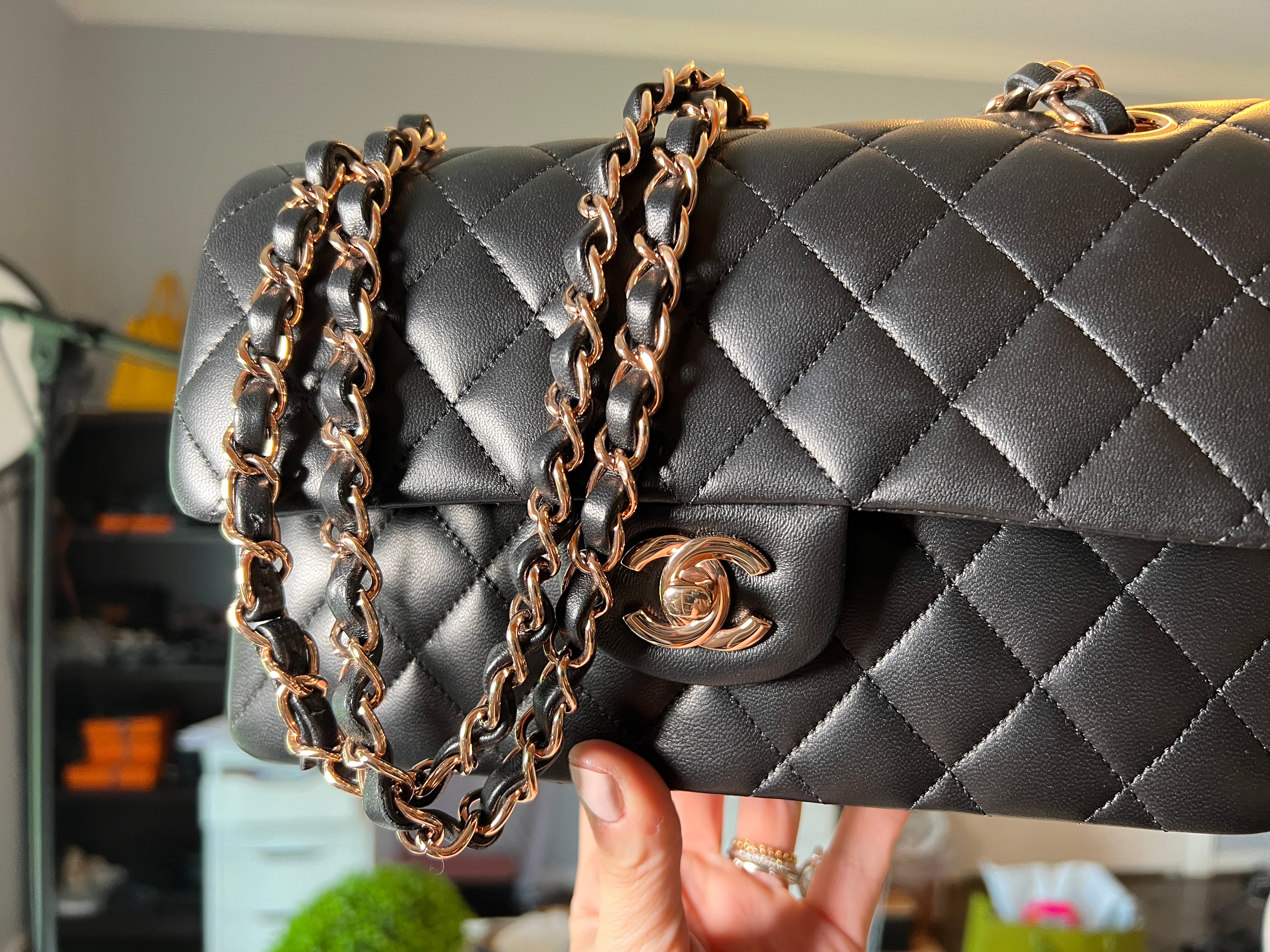 CHANEL 22C Small Trendy CC in Black Lambskin, ROSE GOLD Hardware - NWT and  Accs