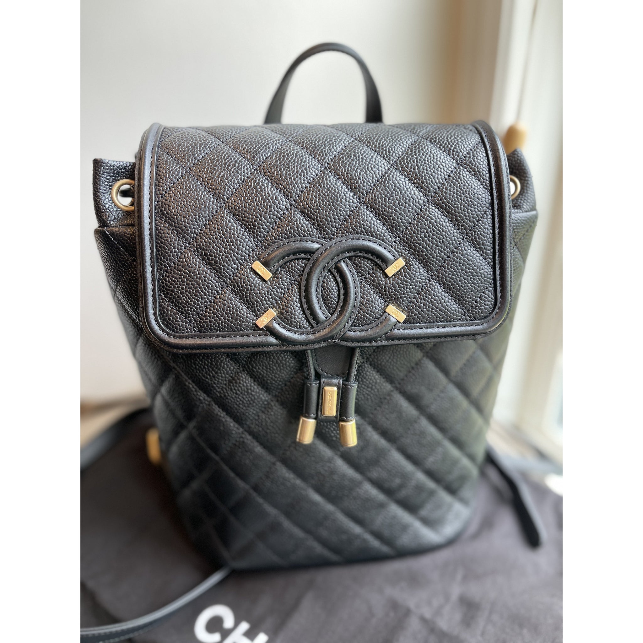 CHANEL Caviar Quilted Business Affinity Backpack Grey 984236