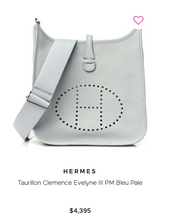 Load image into Gallery viewer, Hermes Evelyne PM III (2021) - Blue Pale with Gold Hardware
